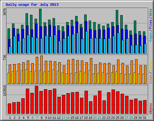 Daily usage for July 2013