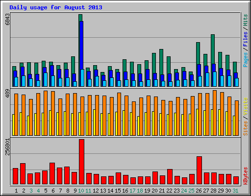 Daily usage for August 2013