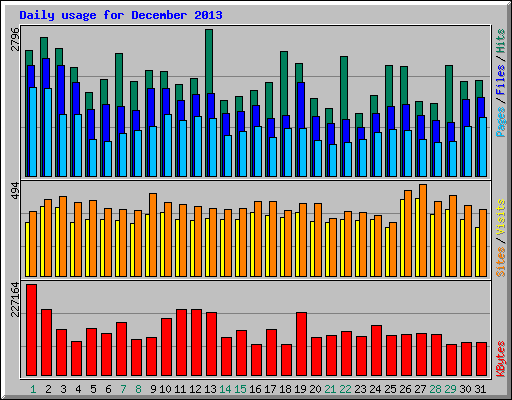 Daily usage for December 2013