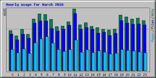 Hourly usage for March 2016